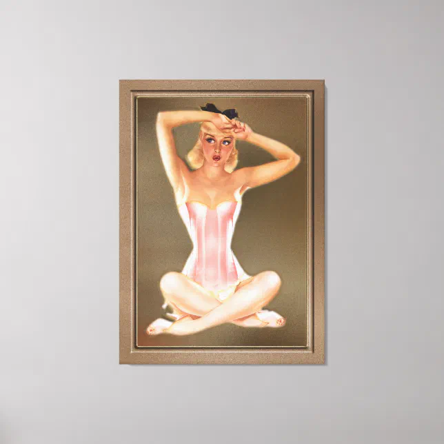 Vargas Girl アートフィギュア ヴァーガスガール Varga Girl In A Pink Corset by Alberto Vargas Canvas Print | Zazzle