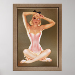 Varga Girl In A Pink Corset by Alberto Vargas Poster
