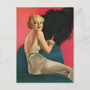 Vargas art deco Vintage pin up girl Postcard