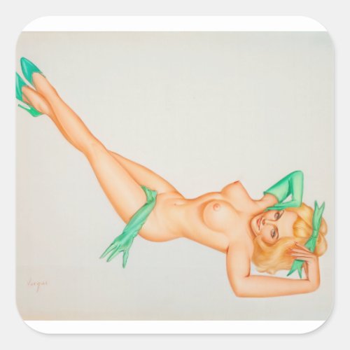 Vargas Girl Playboy illustration Pin Up Art Square Sticker