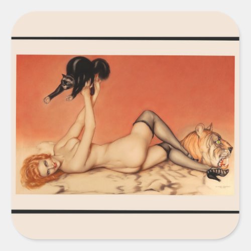 Vargas  Vintage Pin up girl  Square Stickers