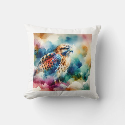 Variable Hawk AREF903 _ Watercolor Throw Pillow