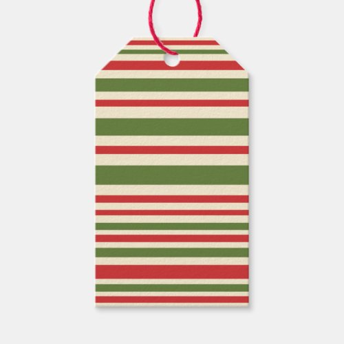 Variable Stripe Christmas Pattern Red Green Cream Gift Tags