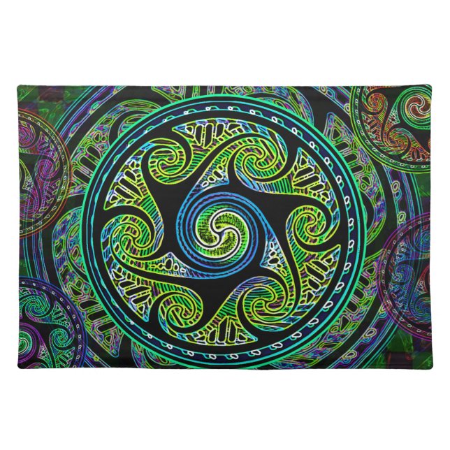 Variated Spheres Vibrant Celtic Knot Cloth Placemat (Front)