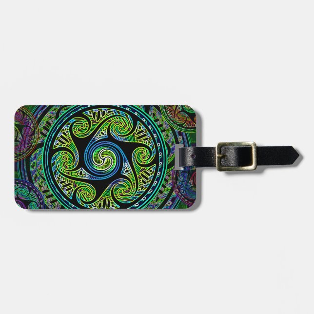 Variated Spheres Vibrant Celtic Knot Luggage Tag (Front Horizontal)