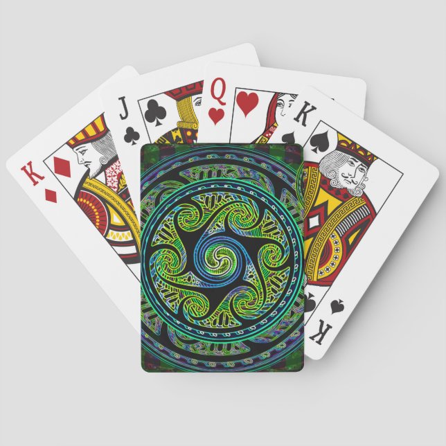 Variated Spheres Vibrant Celtic Knot Poker Cards (Back)