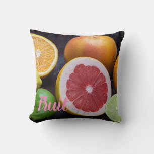 Variation of citrus orange, lime, mandarin, throw pillow