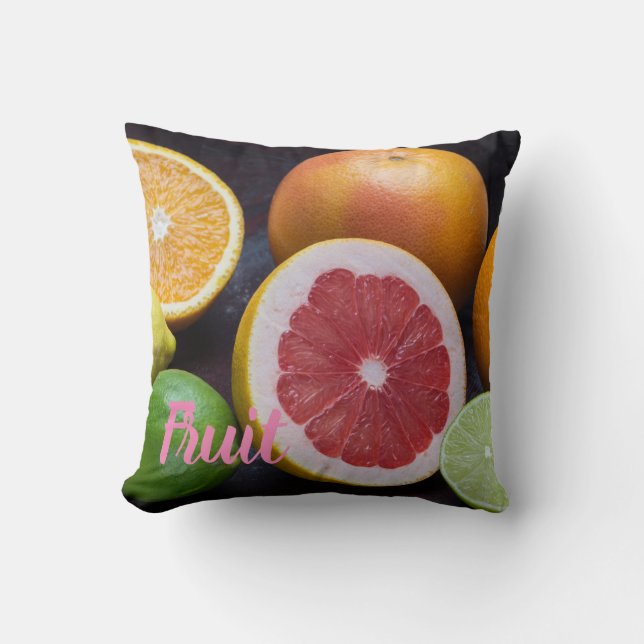 Variation of citrus orange, lime, mandarin, throw pillow (Front)