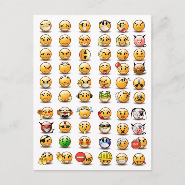 Variations of a Face emoticon Postcard (Front)
