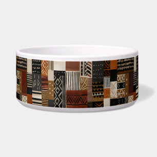 Variations of African motifs in earth tones pet Bowl