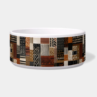 Variations of African motifs in earth tones pet Bowl