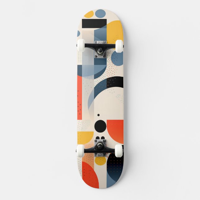 Varied colorful shapes skateboard (Front)