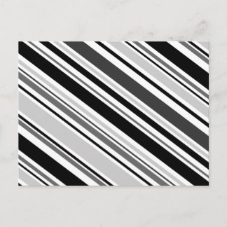 Varied Diagonal Gray, Black, White Stripes Postcard