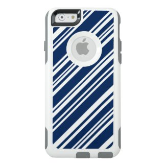 Varied Indigo Candy Stripes on White OtterBox iPhone 6/6s Case
