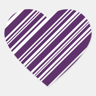 Varied Purple and White Angled Stripes Heart Sticker