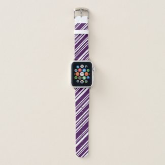 Varied Purple and White Diagonal Candy Stripes Apple Watch Band