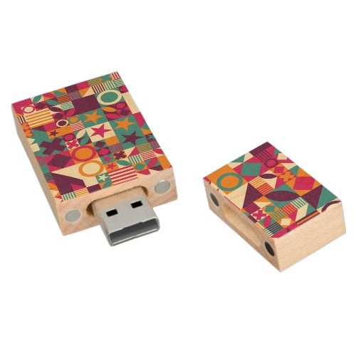 Varied shapes retro style wood flash drive