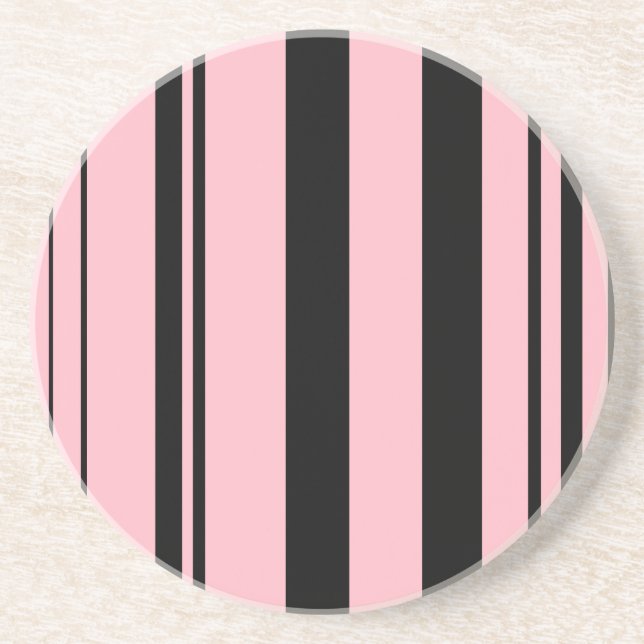 Varied Stripes/Pink Black Drink Coaster (Front)