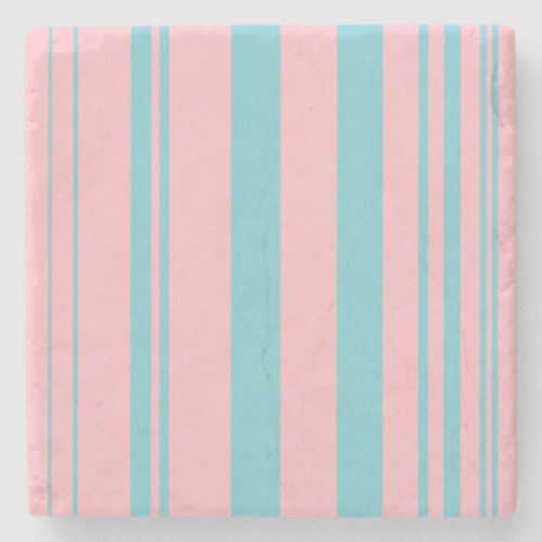 Varied StripesPink  Robin Egg Blue Stone Coaster