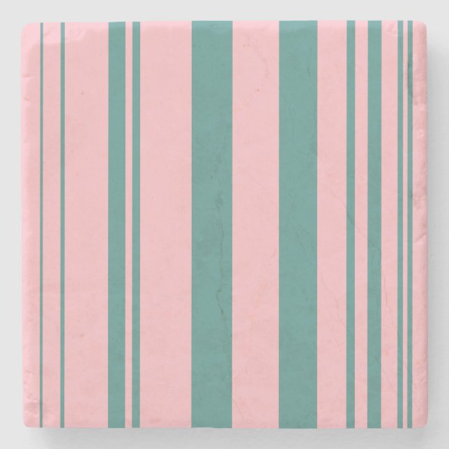 Varied Stripes/Pink & Teal Stone Coaster (Front)