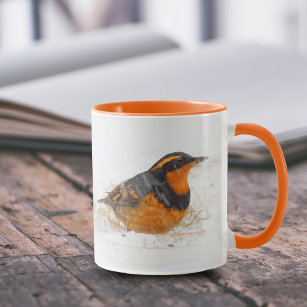 Varied Thrush Songbird on Snowy Winter Day Mug