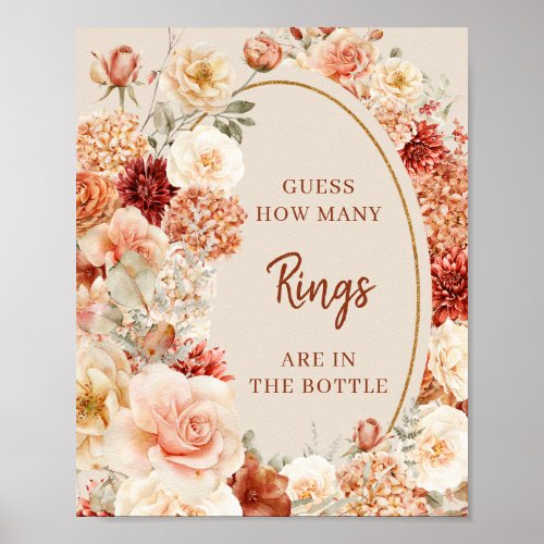 Variegated autumn floral rust Guess how many rings Poster