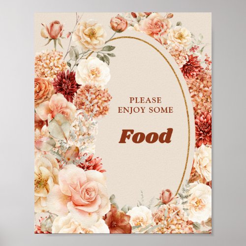 Variegated autumn floral rusty ivory blush food poster