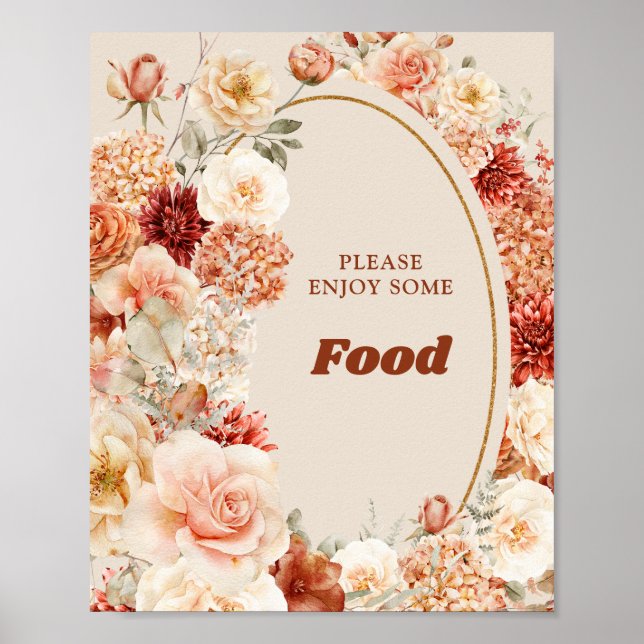 Variegated autumn floral rusty ivory blush food poster (Front)