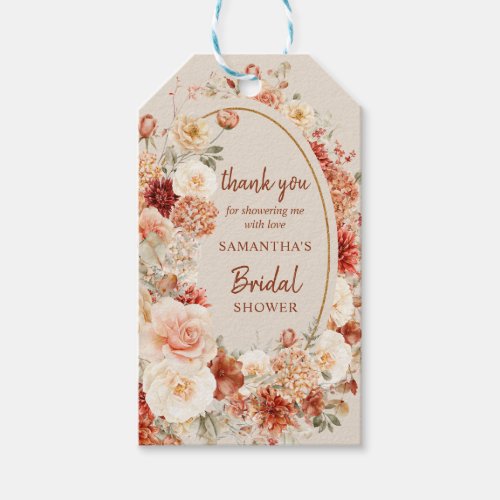 Variegated autumn floral rusty ivory blush sage gift tags