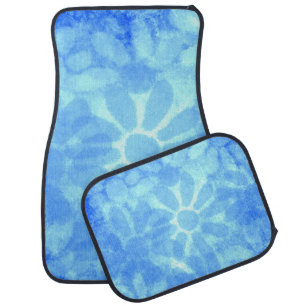 Variegated Blue Floral Daisies Flower Flowers Car Floor Mat
