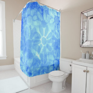 Variegated Blue Floral Daisies Flower Flowers Shower Curtain