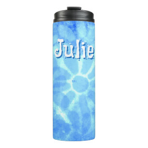 Variegated Blue Floral Daisies Flower Personalized Thermal Tumbler