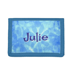 Variegated Blue Floral Daisies Flower Personalized Tri-fold Wallet