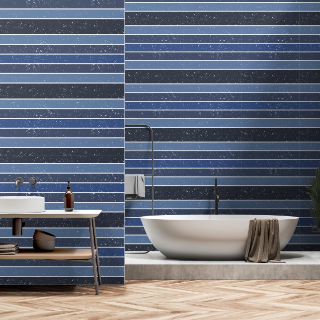 Variegated Blue Stripes Wallpaper (Bathroom)