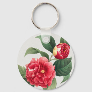 Variegated Camellia, Pierre-Joseph Redouté, 1833 Keychain