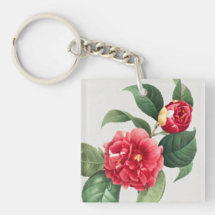 Variegated Camellia, Pierre-Joseph Redouté, 1833 Keychain