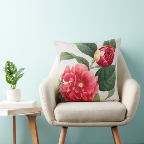 Variegated Camellia, Pierre-Joseph Redouté, 1833 Throw Pillow