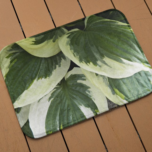 Variegated Hosta Plant Medium Floral Bath Mat (In Situ)
