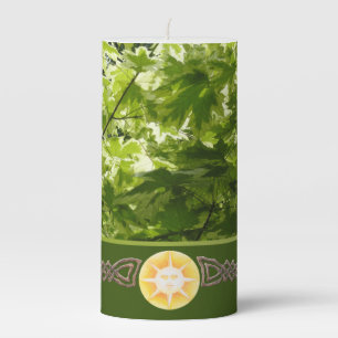 Variegated Maple Leaves with Celtic Sun Pillar Candle