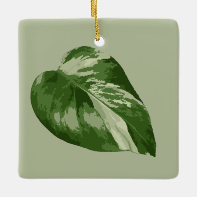 Variegated Monstera Leaf Ornament (Front)