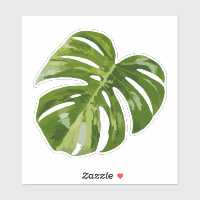 Variegated Monstera Sticker – Clear Cut Leaf (Sheet)