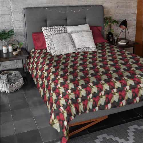 Variegated Poinsettia Floral Holiday Pattern Duvet Cover