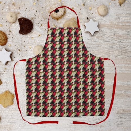 Variegated Poinsettia Pattern Holiday Apron
