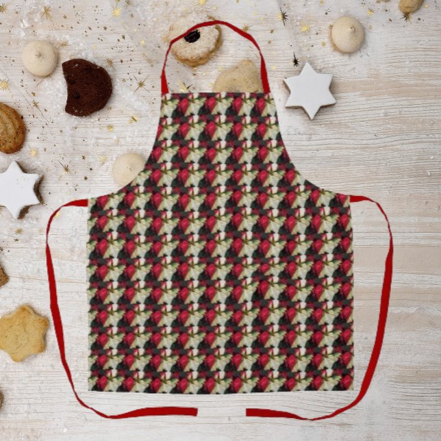 Variegated Poinsettia Pattern Holiday Apron (In Situ Holiday)