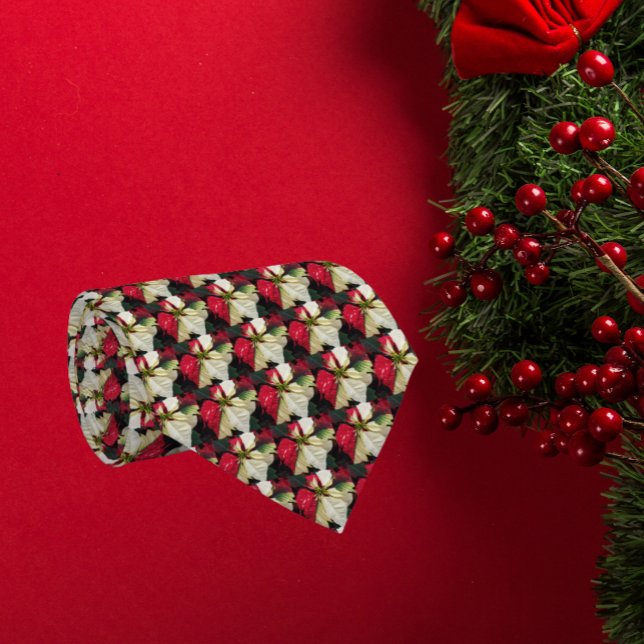 Variegated Poinsettia Pattern Holiday Neck Tie (In Situ Holiday)