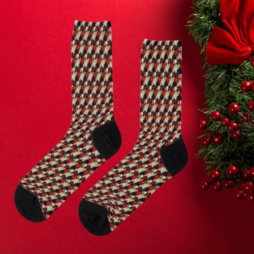Variegated Poinsettia Pattern Holiday Socks
