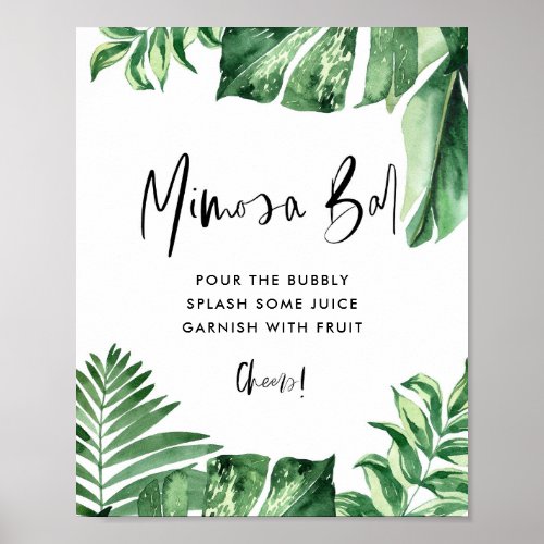 Variegated Tropical Leaves Shower Mimosa Bar Signs