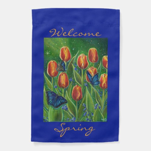 Variegated Tulips art By Renee L Lavoie Garden Flag