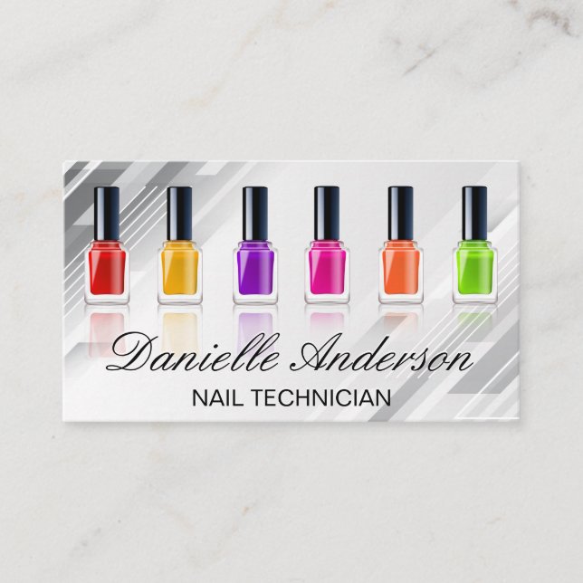 Variety Colored Nail Polish | Manicure Business Card (Front)