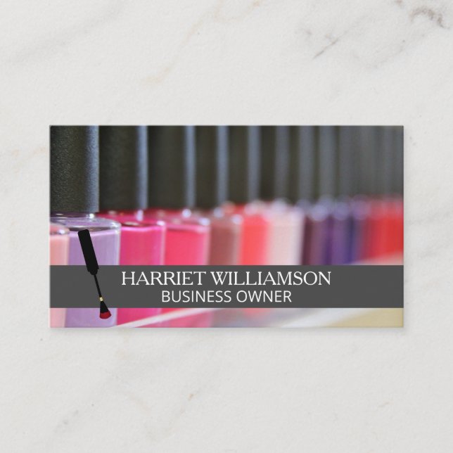 Variety Colorful Nail Polish Bottles | Manicurist Business Card (Front)